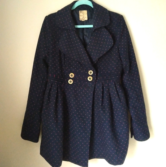 Tulle Jackets & Blazers - Tulle brand coat | Navy blue with red polka dots